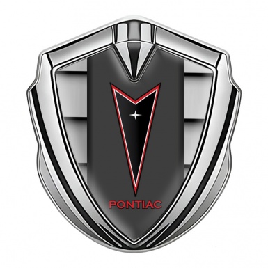 Pontiac Metal Domed Emblem Silver Grille Effect Red Outline Logo