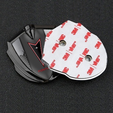Pontiac Fender Emblem Badge Graphite Broken Steel Red Outline Logo