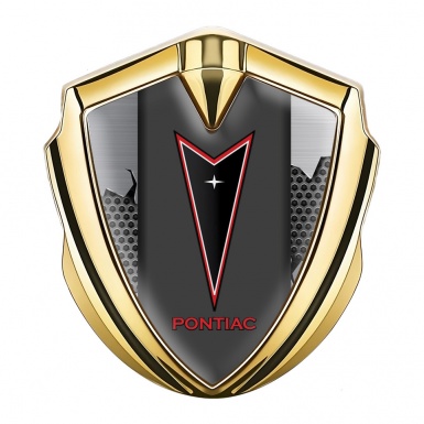 Pontiac Fender Emblem Badge Gold Broken Steel Red Outline Logo