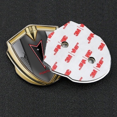 Pontiac Fender Emblem Badge Gold Broken Steel Red Outline Logo