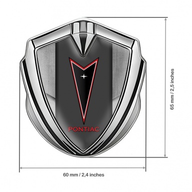 Pontiac Metal Emblem Badge Silver Tarmac Texture Red Outline Logo
