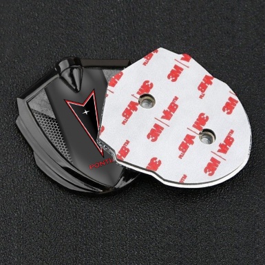Pontiac Domed Emblem Badge Graphite Grey Hex Red Outline Logo
