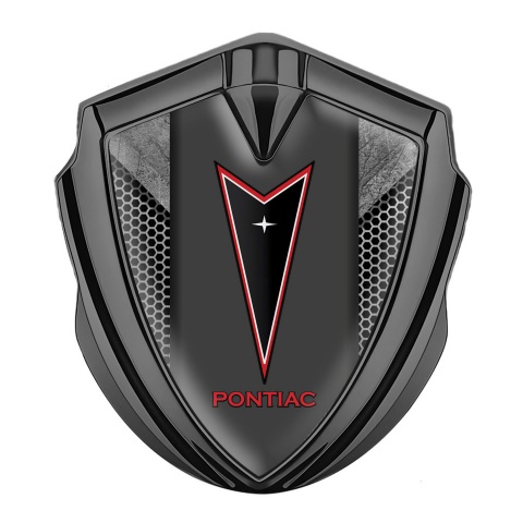 Pontiac Domed Emblem Badge Graphite Grey Hex Red Outline Logo
