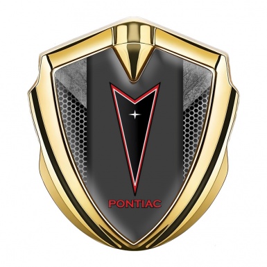 Pontiac Domed Emblem Badge Gold Grey Hex Red Outline Logo