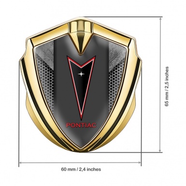 Pontiac Domed Emblem Badge Gold Grey Hex Red Outline Logo