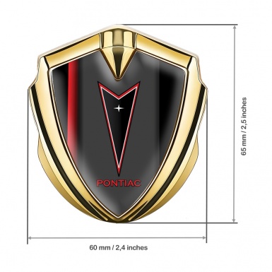 Pontiac Bodyside Domed Emblem Gold Crimson Stripe Red Outline Logo