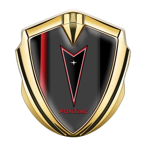 Pontiac Bodyside Domed Emblem Gold Crimson Stripe Red Outline Logo