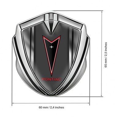 Pontiac Emblem Metal Badge Silver Steel Frame Red Outline Logo