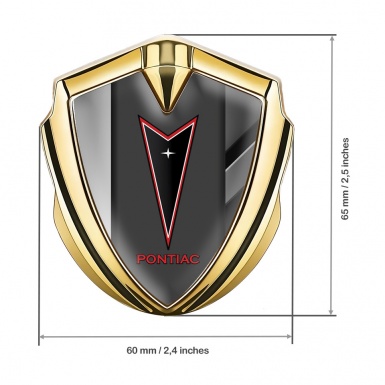 Pontiac 3d Emblem Badge Gold Polished Frame Red Outline Logo