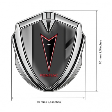 Pontiac 3d Emblem Badge Silver Polished Frame Red Outline Logo