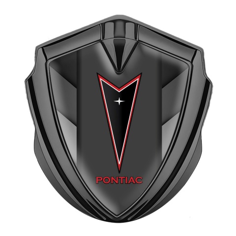 Pontiac Silicon Emblem Badge Graphite Grey Fragments Red Outline Motif