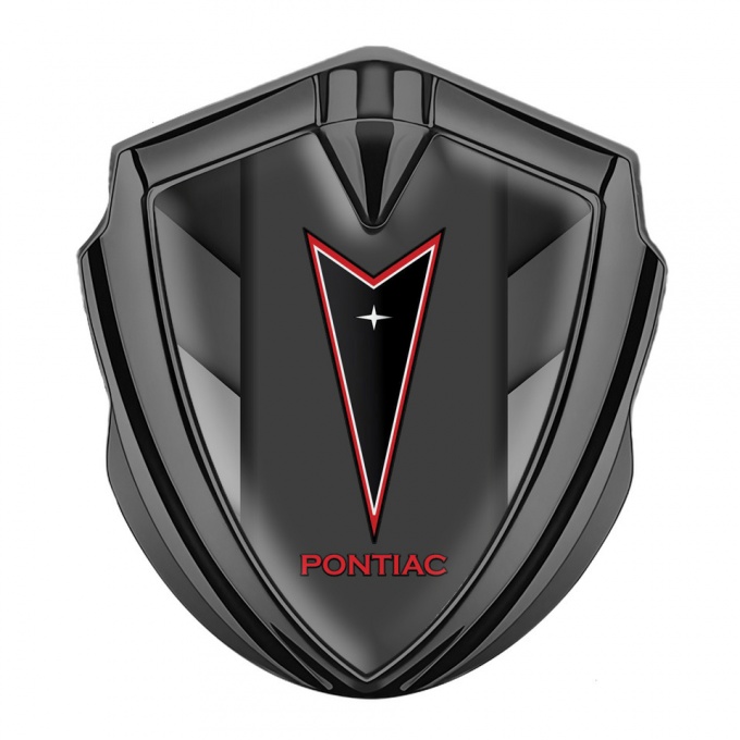 Pontiac Silicon Emblem Badge Graphite Grey Fragments Red Outline Motif