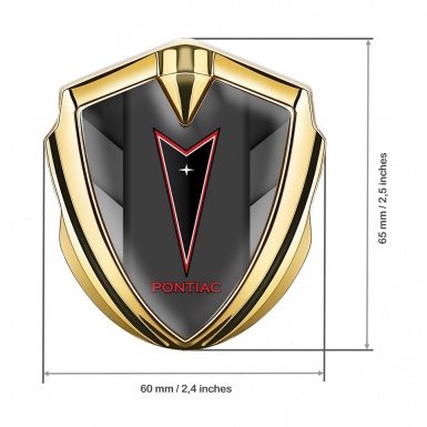 Pontiac Silicon Emblem Badge Gold Grey Fragments Red Outline Motif