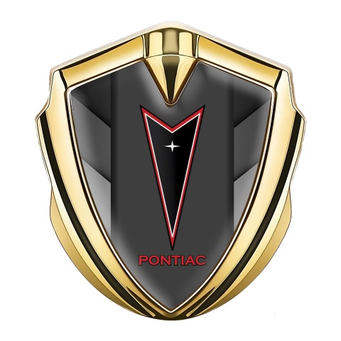 Pontiac Silicon Emblem Badge Gold Grey Fragments Red Outline Motif