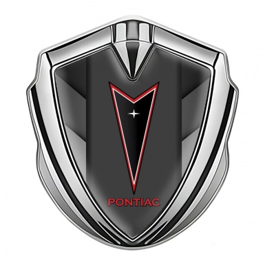 Pontiac Silicon Emblem Badge Silver Grey Fragments Red Outline Motif