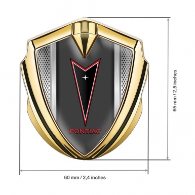 Pontiac Emblem Car Badge Gold Perforated Frame Red Outline Motif