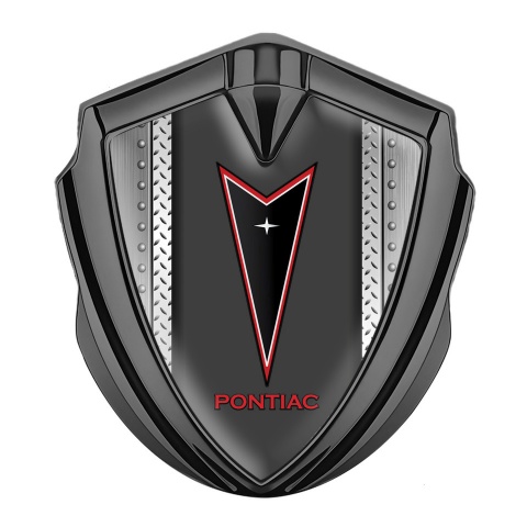 Pontiac Emblem Silicon Badge Graphite Metal Frame Red Outline Motif