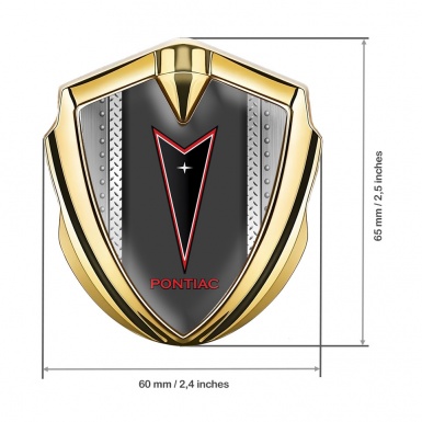 Pontiac Emblem Silicon Badge Gold Metal Frame Red Outline Motif