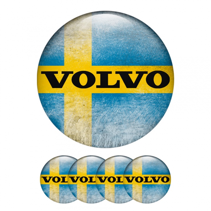Volvo Silicone Stickers Wheel Center Cap Swedish flag 