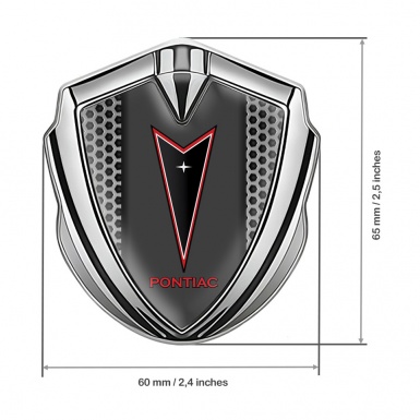Pontiac Badge Self Adhesive Silver Grey Hexagon Red Outline Logo