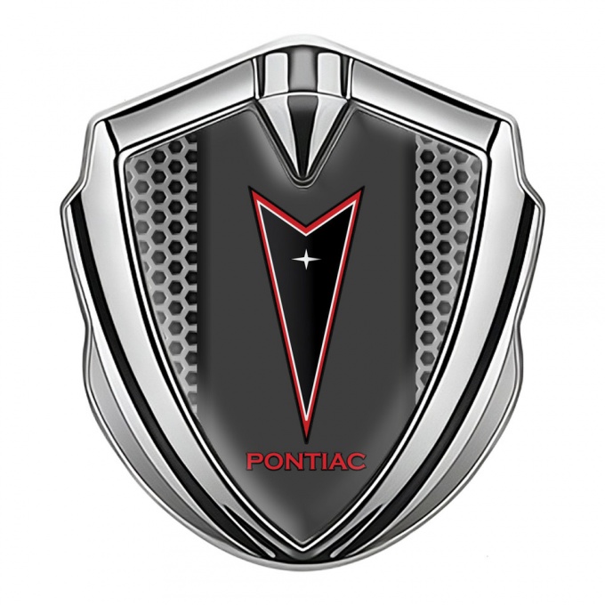 Pontiac Badge Self Adhesive Silver Grey Hexagon Red Outline Logo