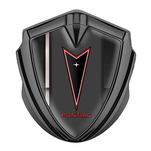 Pontiac Emblem Fender Badge Graphite Sport Line Red Outline Logo