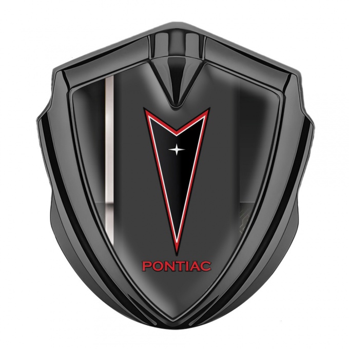 Pontiac Emblem Fender Badge Graphite Sport Line Red Outline Logo
