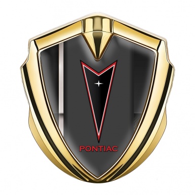 Pontiac Emblem Fender Badge Gold Sport Line Red Outline Logo