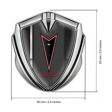 Pontiac Emblem Fender Badge Silver Sport Line Red Outline Logo