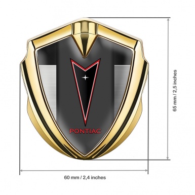 Pontiac Fender Emblem Badge Gold Brushed Panel Red Outline Logo