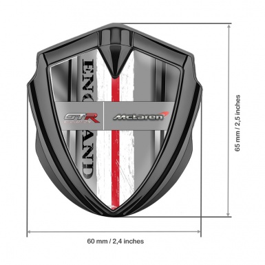 Mclaren GTR Emblem Self Adhesive Graphite Metal Frame England Flag