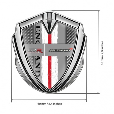 Mclaren GTR Emblem Ornament Silver Light Carbon England Flag