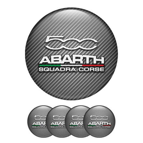 Fiat Abart 500 Center Hub Dome Stickers Squadra Corse Carbon