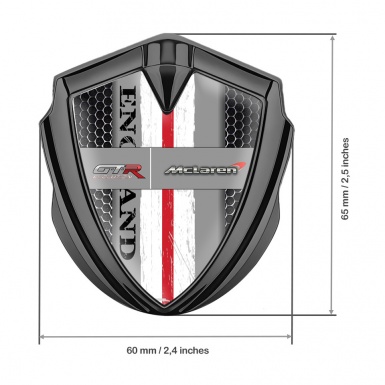 Mclaren GTR Bodyside Domed Emblem Graphite Dark Grate England Flag