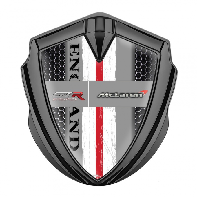 Mclaren GTR Bodyside Domed Emblem Graphite Dark Grate England Flag