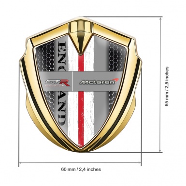 Mclaren GTR Bodyside Domed Emblem Gold Dark Grate England Flag