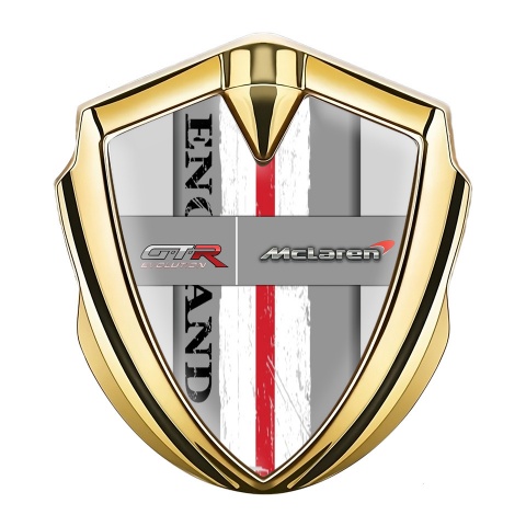 Mclaren GTR Silicon Emblem Badge Gold Grey Frame England Motif