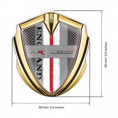 Mclaren GTR Emblem Silicon Badge Gold Grey Carbon England Flag