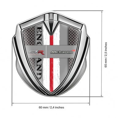 Mclaren GTR Emblem Silicon Badge Silver Grey Carbon England Flag