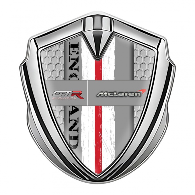 Mclaren GTR Metal Domed Emblem Silver Honeycomb England Edition