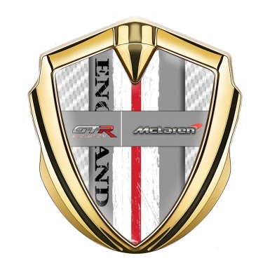 Mclaren GTR Badge Self Adhesive Gold White Carbon England Edition