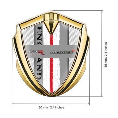 Mclaren GTR Badge Self Adhesive Gold White Carbon England Edition