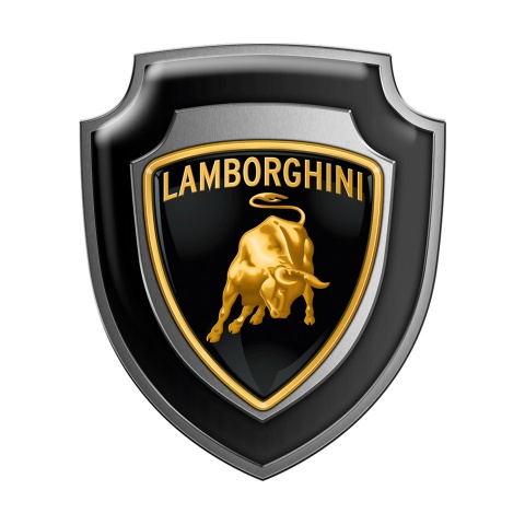 Lamborghini Silicone Sticker Black Metal Effect Classic Logo