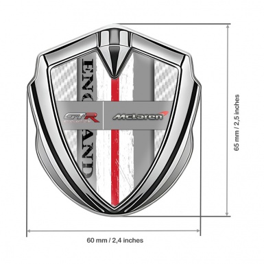 Mclaren GTR Badge Self Adhesive Silver White Carbon England Edition