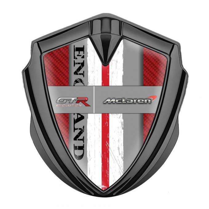 Mclaren GTR Emblem Fender Badge Graphite Red Carbon England Edition