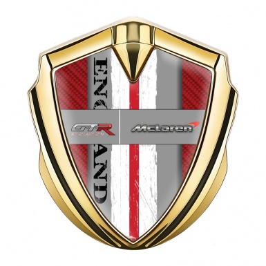 Mclaren GTR Emblem Fender Badge Gold Red Carbon England Edition