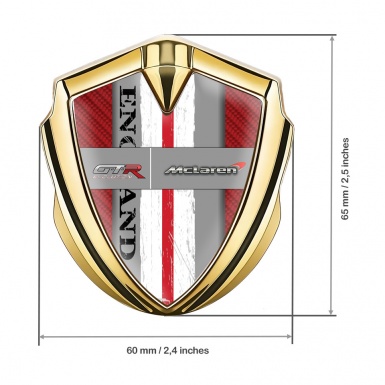 Mclaren GTR Emblem Fender Badge Gold Red Carbon England Edition