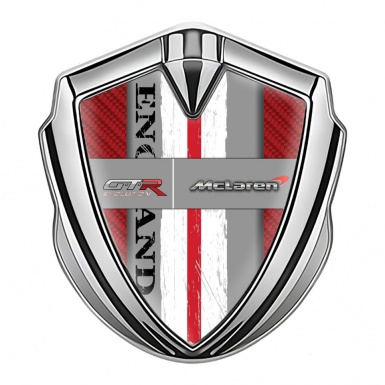 Mclaren GTR Emblem Fender Badge Silver Red Carbon England Edition