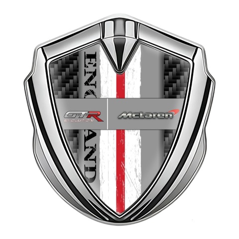 Mclaren GTR Fender Emblem Badge Silver Black Carbon England Edition