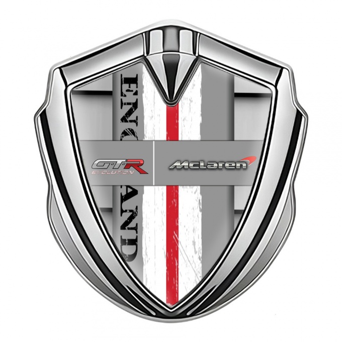 Mclaren GTR Emblem Self Adhesive Silver Grille Effect England Edition